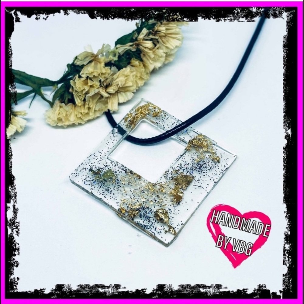 New 24k Gold Flaked Artisan Leather Cord Necklace Sterling Silver Clasp - Picture 12 of 12